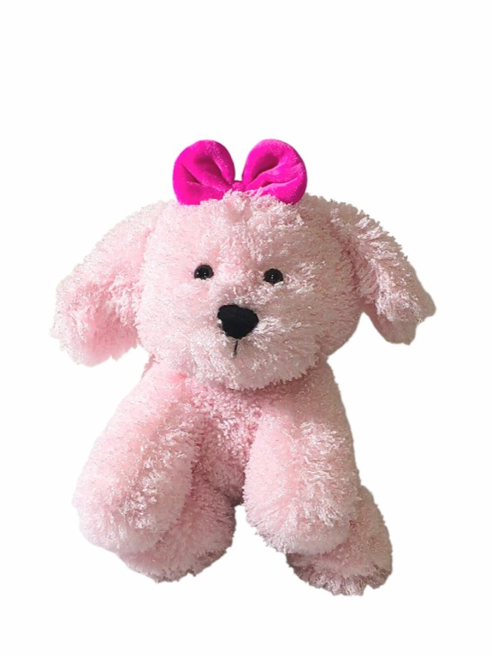 2021 Animal Adventure Pink Dog Puppy Curly Plush Stuffed Beanbag Toy 11"